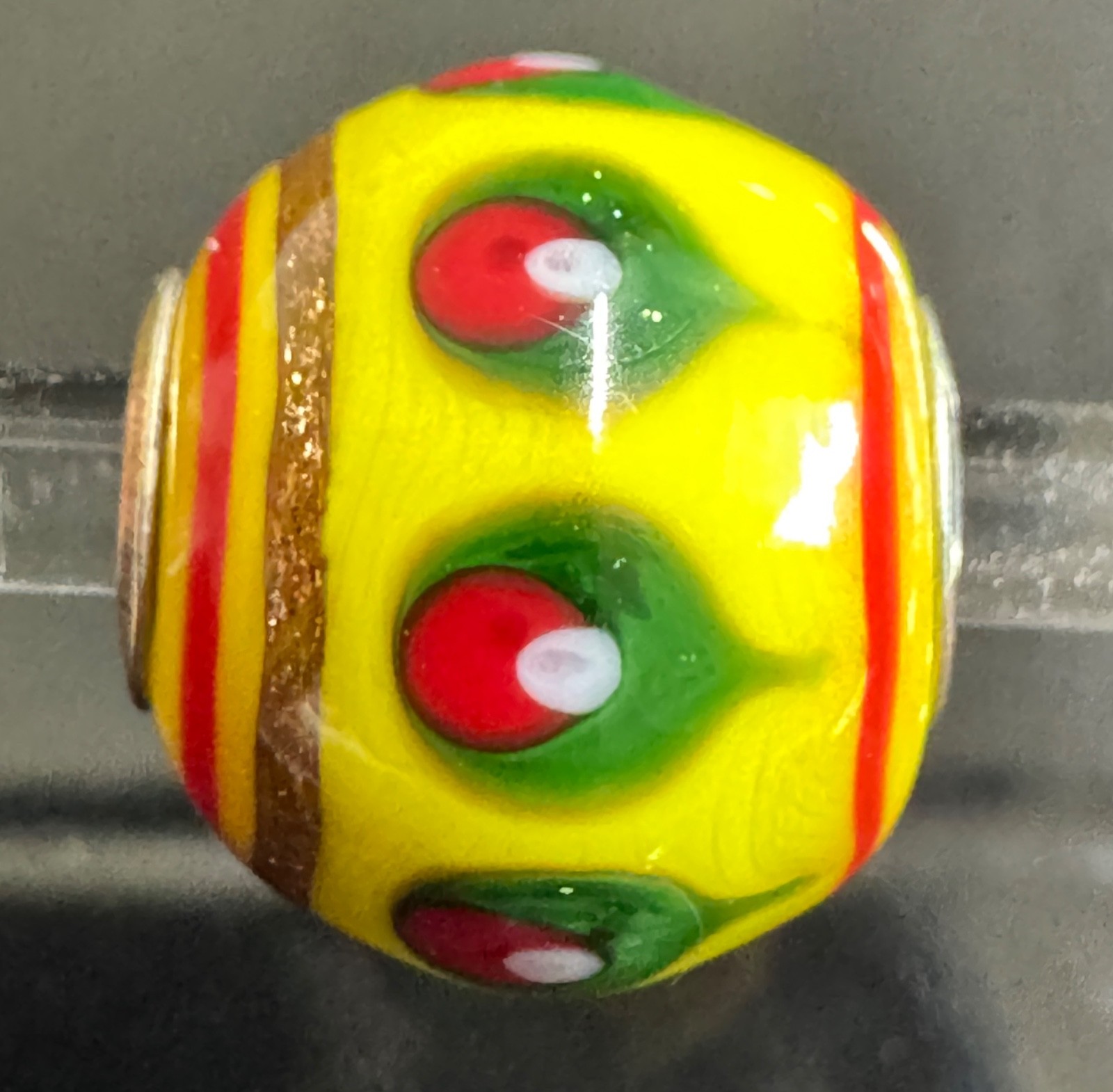 Trollbeads Sterling silver Yellow base Feather Base MINI BARREL