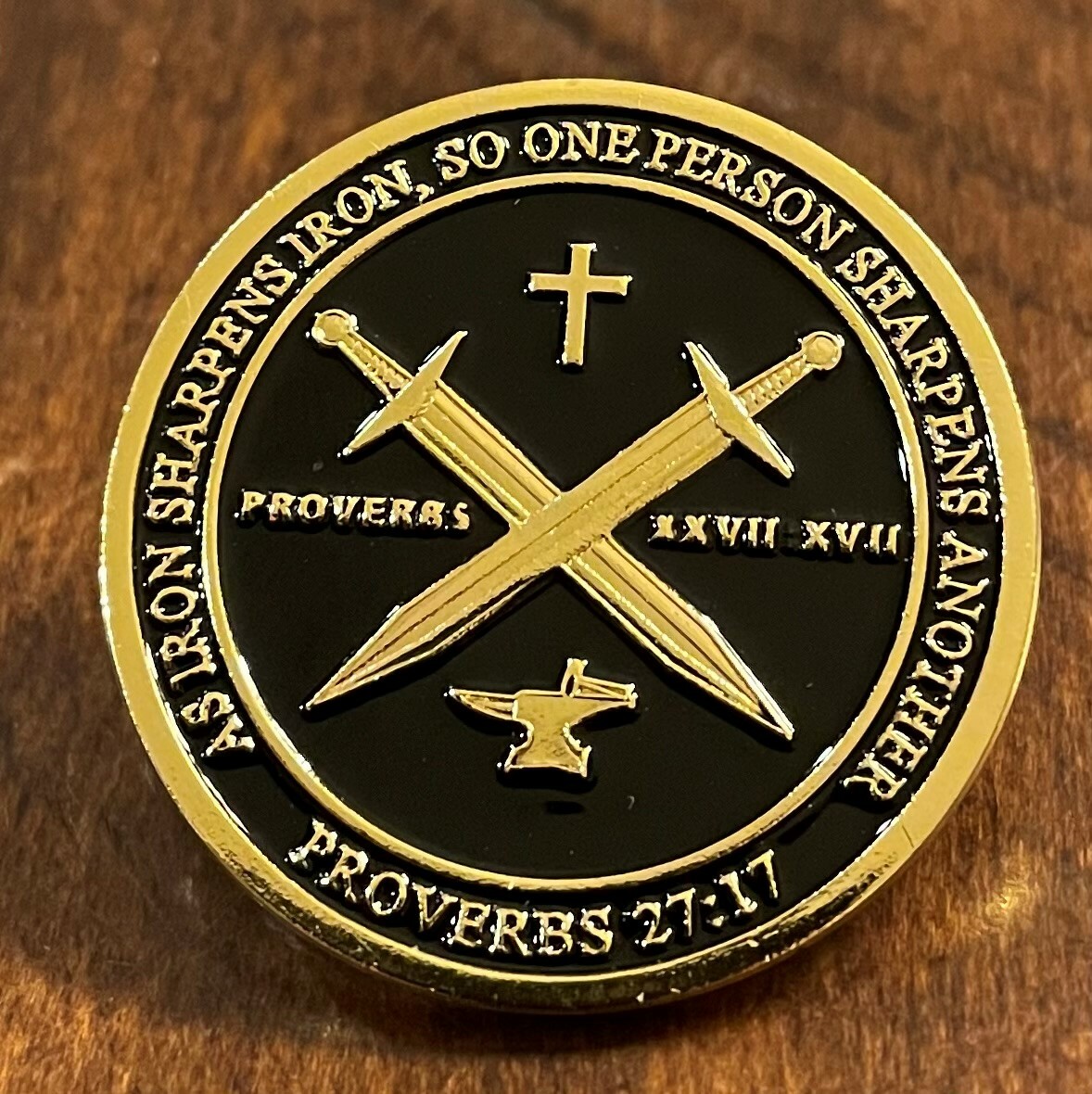 Armor of God Swords Crossed Anvil Iron Sharpens Iron Lapel Pin Proverb 27:17