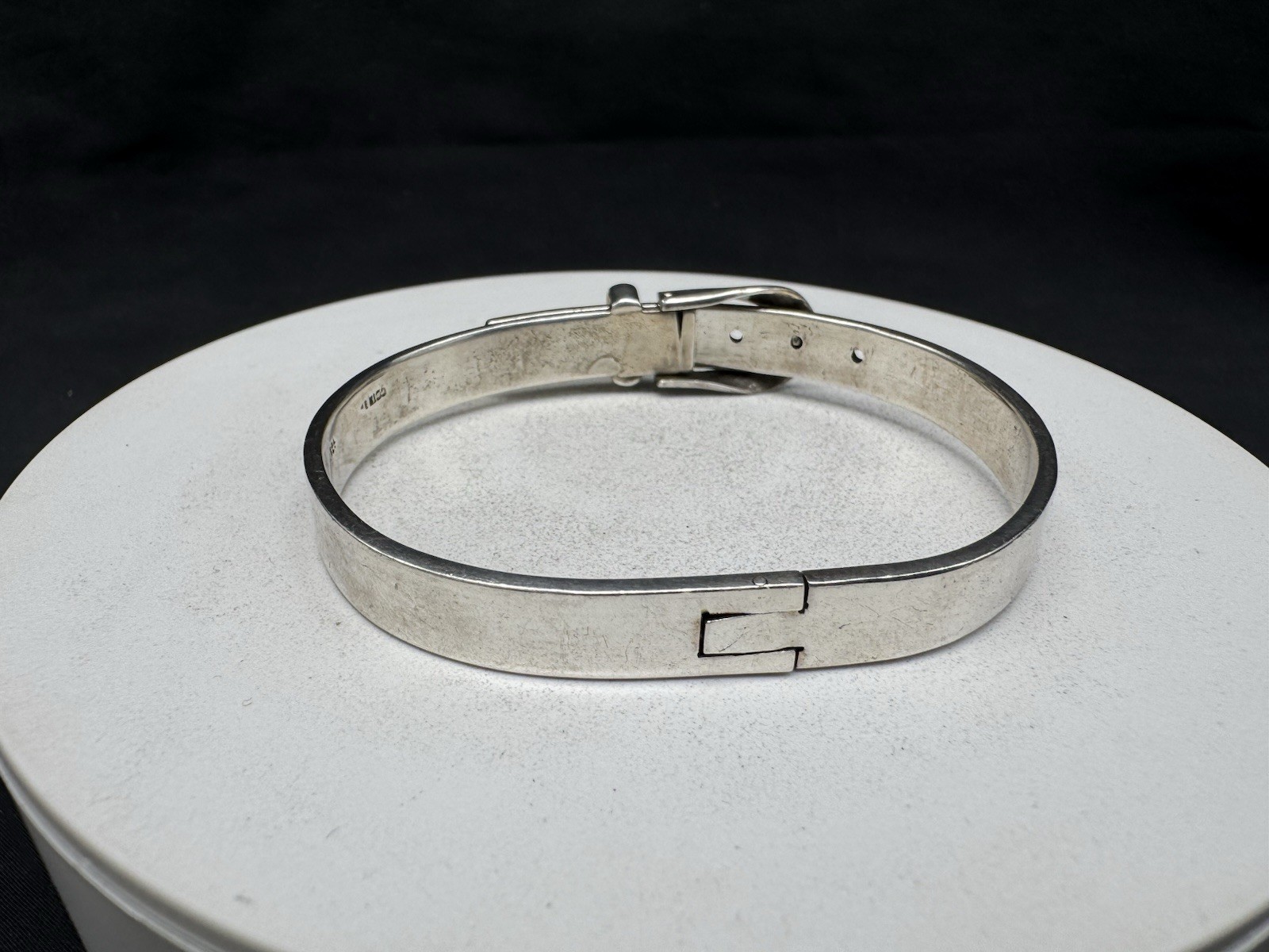 Vintage Sterling Silver Adjustable Hinged Belt Buckle Bracelet 35 Grams