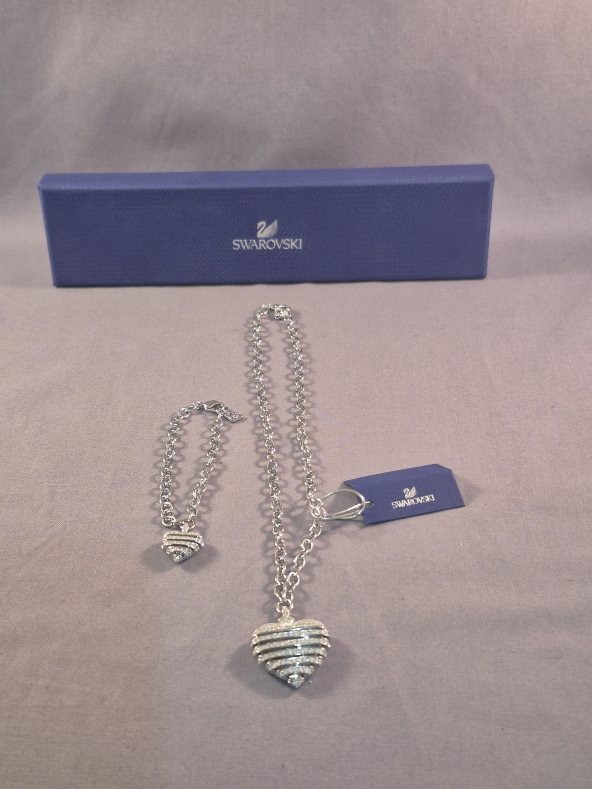 Swarovski Women’s Bracelet/Necklace Swarovski Crystal Metal Heart 1156278 & 79
