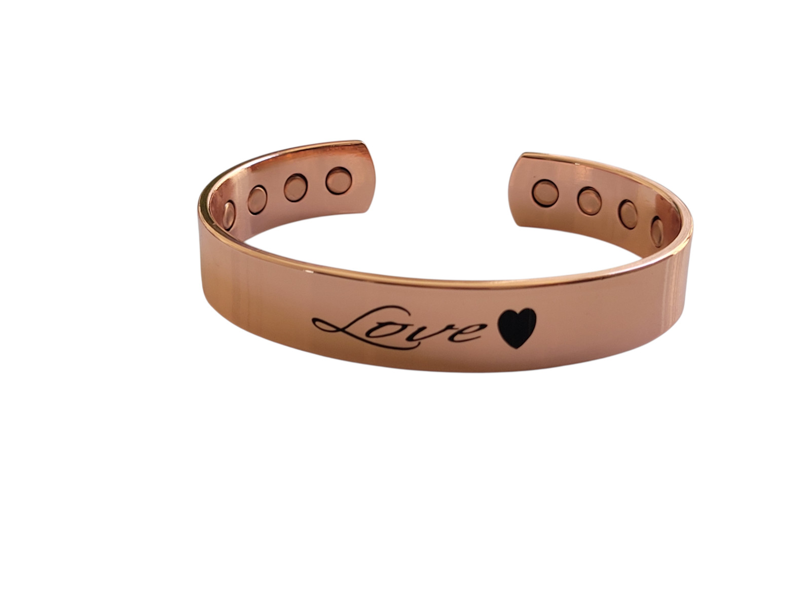 Pure Solid Copper Magnetic Bracelet Arthritis Pain Therapy Energy 12mm Cuff LOVE