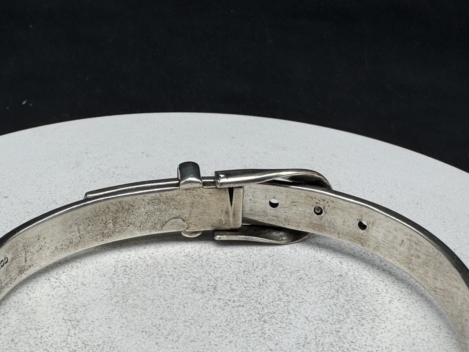 Vintage Sterling Silver Adjustable Hinged Belt Buckle Bracelet 35 Grams