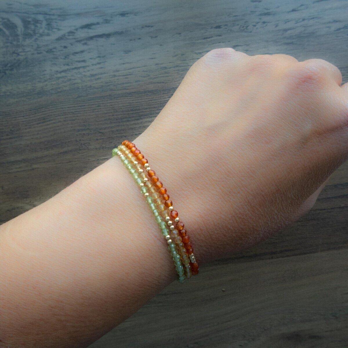 Natural Citrine Stone Dainty Bracelet 2mm Yellow Crystal Bracelet Minimalist