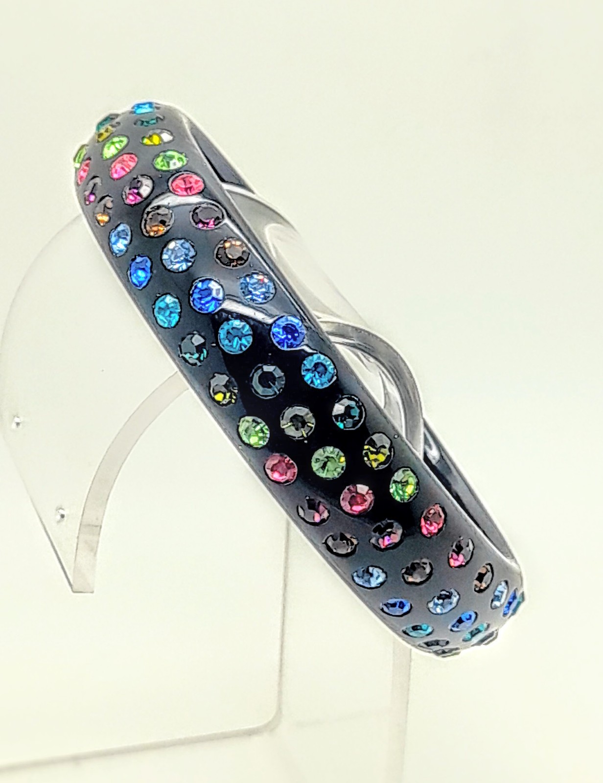 vintage style black round Plastic multi color rhinestone fashion bangle bracelet